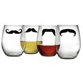 Moustache Stemless Wine Glasses (Set of 4)