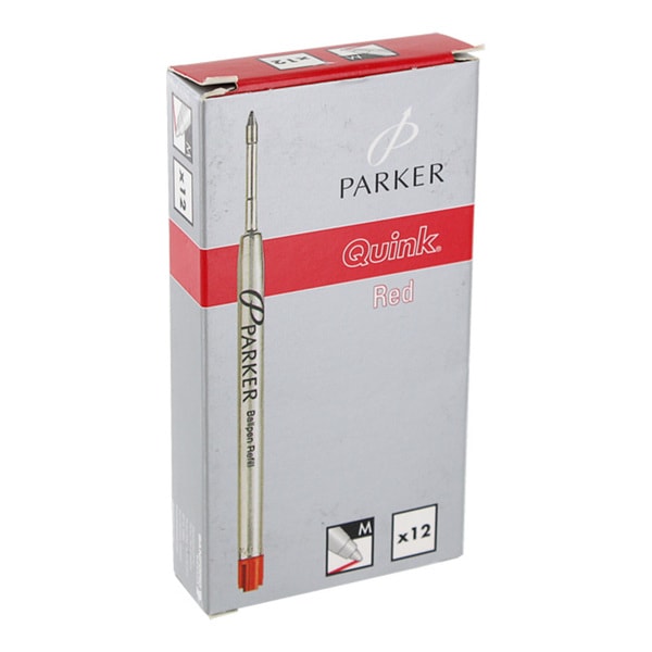 Parker Red Medium Point Ball Point Pen Refills (Pack of 12)