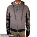 Hudson Outerwear Men's 'Moto' Fleece Leather Sleeve Hoodie