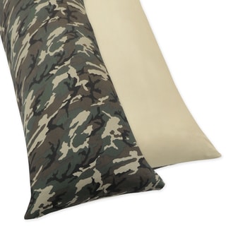 Sweet JoJo Designs Green Camo Full Length Double Zippered Body Pillow Case Cover