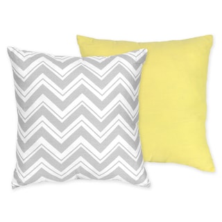 Sweet JoJo Designs Zig Zag Yellow and Grey Reversible 16-inch Decorative Pillow