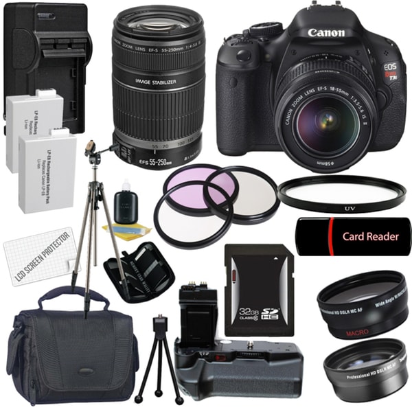 Canon EOS Rebel T3I Digital SLR Camera with 18-55mm & 55-250 IS II Lens Bundle