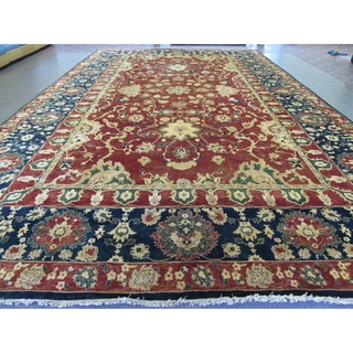 (_ _ ) Hand-knotted Agra Palace Size Red Wool Rug (15'2 x 25'9)