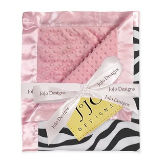 Sweet JoJo Designs Zebra Pink Minky Dot Chenille Baby Blanket