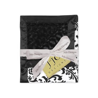 Sweet JoJo Designs Isabella Damask Black/ and White Minky Swirl Baby Blanket