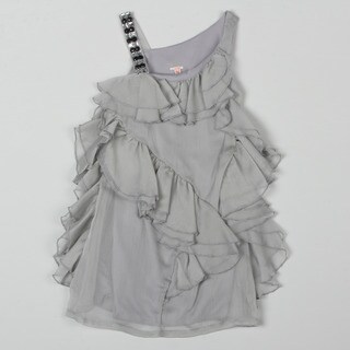 Paulinie Collection Girl's One-shoulder Ruffle Dress