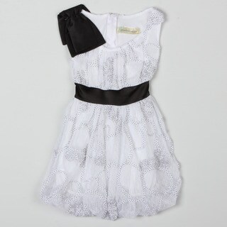 Paulinie Collection Girl's Polka-dot Embroidered Overlay Dress