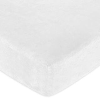 Sweet JoJo Designs White Microsuede Fitted Crib Sheet-Image