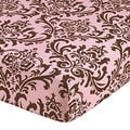 Sweet JoJo Designs Pink and Chocolate Damask Print Nicole Fitted Crib Sheet
