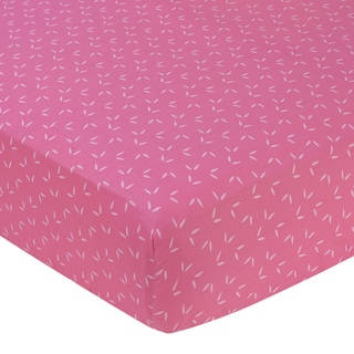 Sweet JoJo Designs Pink Happy Owl Mini Leaf Print Fitted Crib Sheet-Image