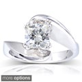 14k White Gold Cushion-cut Moissanite Solitaire Curved Ring