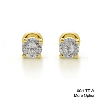 Auriya 14k Yellow Gold 1 to 3ct TDW Clarity-enhanced Diamond Earrings (I-J, I2-I3)