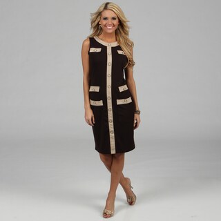 Amelia Women's Espresso Color Combo Knee-length Dress