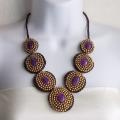 Cotton Rope Eye-catcher Amethyst and Brass Bead Necklace (Thailand)