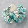 Turquoise/ Pearl/ Shell Hidden Flower Bracelet (5-8 mm) (Philippines)