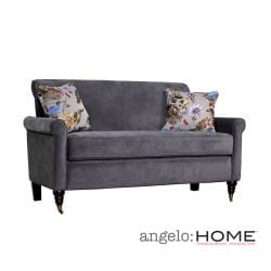 angelo:HOME Harlow Silver Gray Velvet Sofa with Decorative Pillows