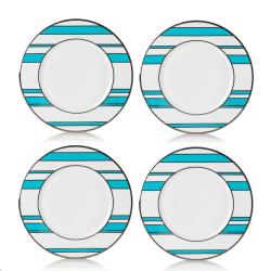 Mikasa Color Studio Turquoise and Platinum Stripe Plates (Set of 4)