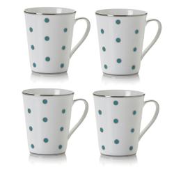 Mikasa Color Studio Turquoise and Platinum Dots Mugs (Set of 4)