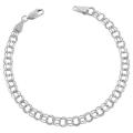 14k White Gold 7.5-inch Round Double Link Charm Bracelet