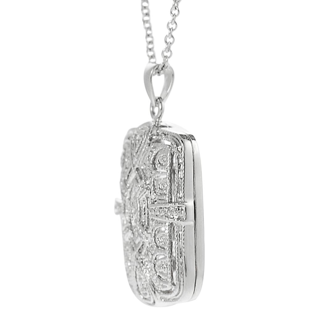 Journee Collection Silvertone Pave-set CZ Locket Design Necklace