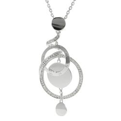 Journee Collection Silvertone Pave-set CZ Interlocking Circles Necklace