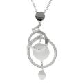 Tressa Silvertone Pave-set CZ Interlocking Circles Necklace