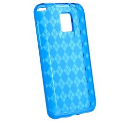LG T-mobile G2X Clear Blue Argyle TPU Skin Case and Headset