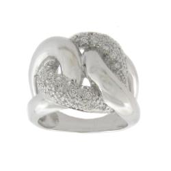 Fusion Silvertone Diamond Accent Chain Link Ring