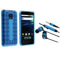 LG T-mobile G2X Clear Blue Argyle TPU Skin Case and Headset