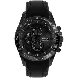 Jacques Lemans Men's Liverpool DayDate Black Leather Chronograph Watch
