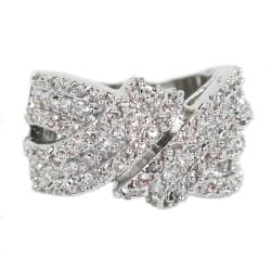 Silvertone Wraparound Ring with 134 Prong-set Round-cut Cubic Zirconia