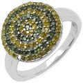 Sterling Silver 1/2ct TDW Green and Yellow Diamond Ring (I2-I3)