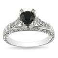 14k White Gold 1 1/5ct TDW Black and White Diamond Engagement Ring (G-H, I1)
