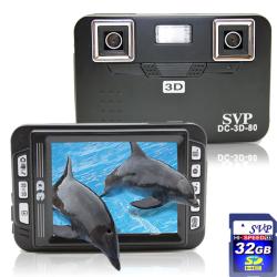 SVP DC-3D-80 Black 3D Digital Camera with 32GB SD Card