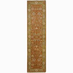 Hand-knotted Mandara Oriental Orange New Zealand Wool Rug (2'8 x 10')