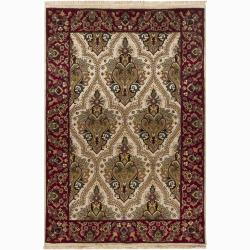 Hand-knotted Mandara Oriental Ivory New Zealand Wool Rug (4' x 6')