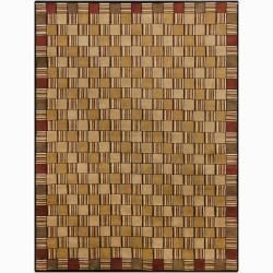 Hand-knotted Mandara Geometric Gold New Zealand Wool Rug (9' x 12')
