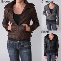 Ci Sono by Adi Junior's Faux Leather Wool Collar Jacket