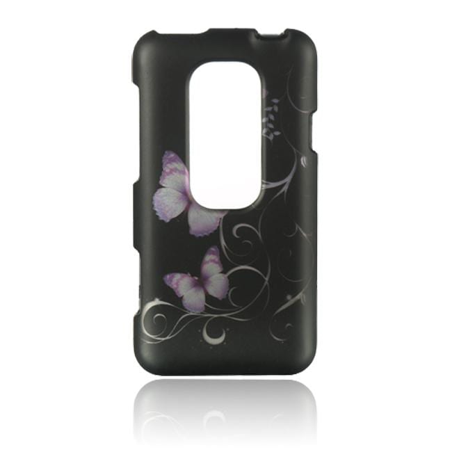 Luxmo Purple Butterfly Rubber Coated Case for HTC EVO 3D