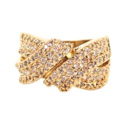 14k Gold Overlay Clear Cubic Zirconia Cluster Wrap-style Ring