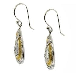 14k Gold and Sterling Silver Teardrop Dangle Earrings