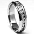 Stainless Steel Channel-set Clear Cubic Zirconia Eternity Ring