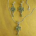 Handcrafted Sterling Silver 'Daisies' Peridot Jewelry Set (India)