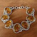 Handcrafted Sterling Silver 'Honey Love' Amber Link Bracelet (India)