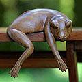Suar Wood 'Sleeping Frog' Sculpture (Indonesia)