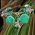 Sterling Silver 'Butterfly Skies' Magnesite Charm Bracelet (India)