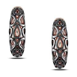 Miadora Pink Silver and Black Rhodiumplated Hoop Earrings