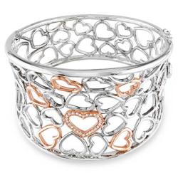 Sterling Silver 1/4ct TDW Diamond Heart Bangle (G-H, I3)