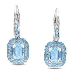 Miadora Sterling Silver Blue Topaz Dangle Earrings