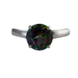 10k White Gold Mystic Green Topaz Solitaire Ring